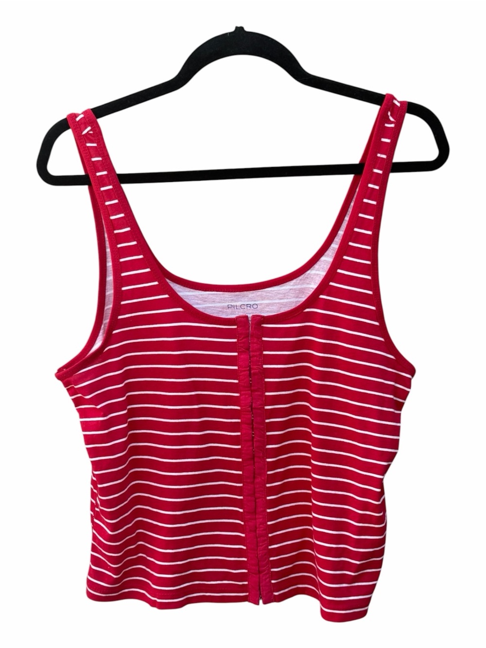 Anthropologie- Pilcro  Red & White Striped Button-Front Tank